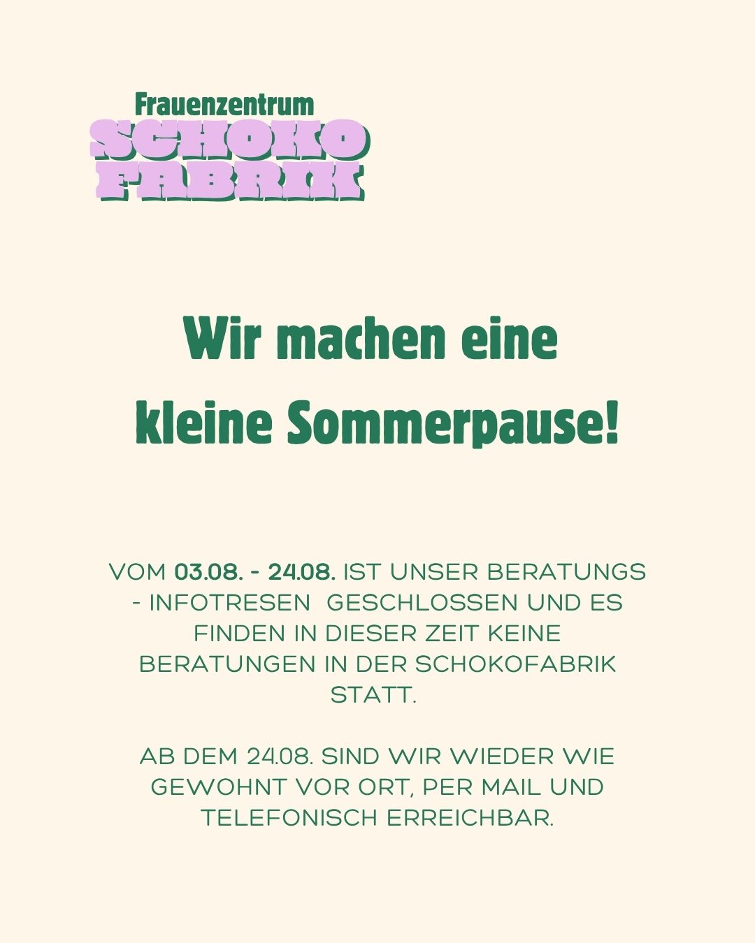 Schließzeit Sommer 26 1